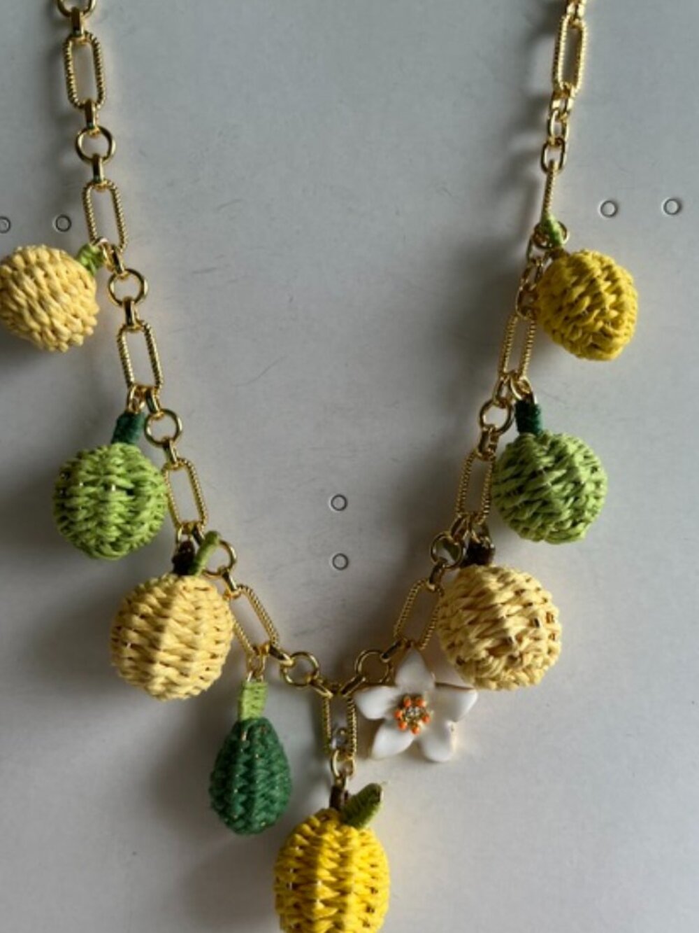 Talbots lemon charm statement necklace.